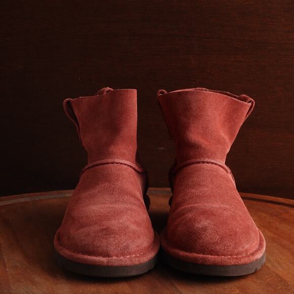 UGG Boots Womens SZ 6 Red Unlined Classic Mini Suede Pull On Casual Comfort Flat - Picture 3 of 14